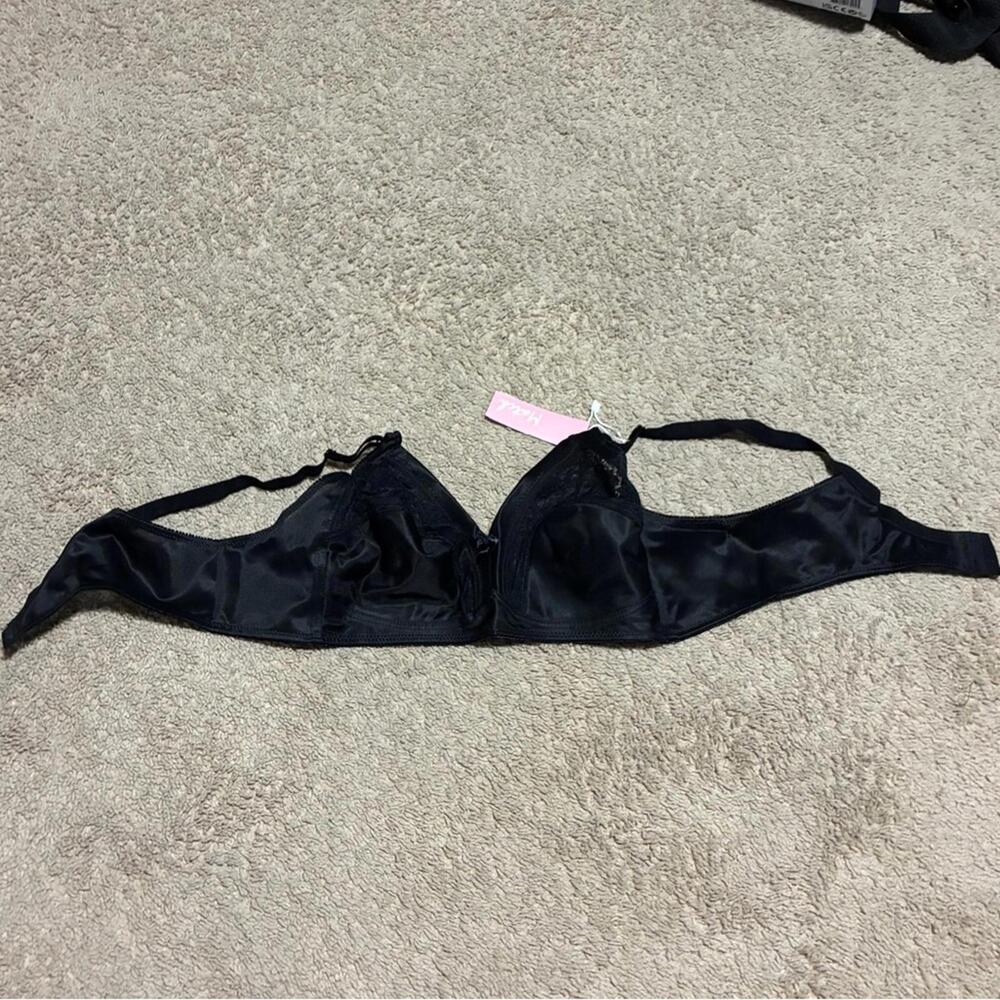 Match Black Lace Underwire Bra 42C Mesh Sheer Support Lingerie NWT